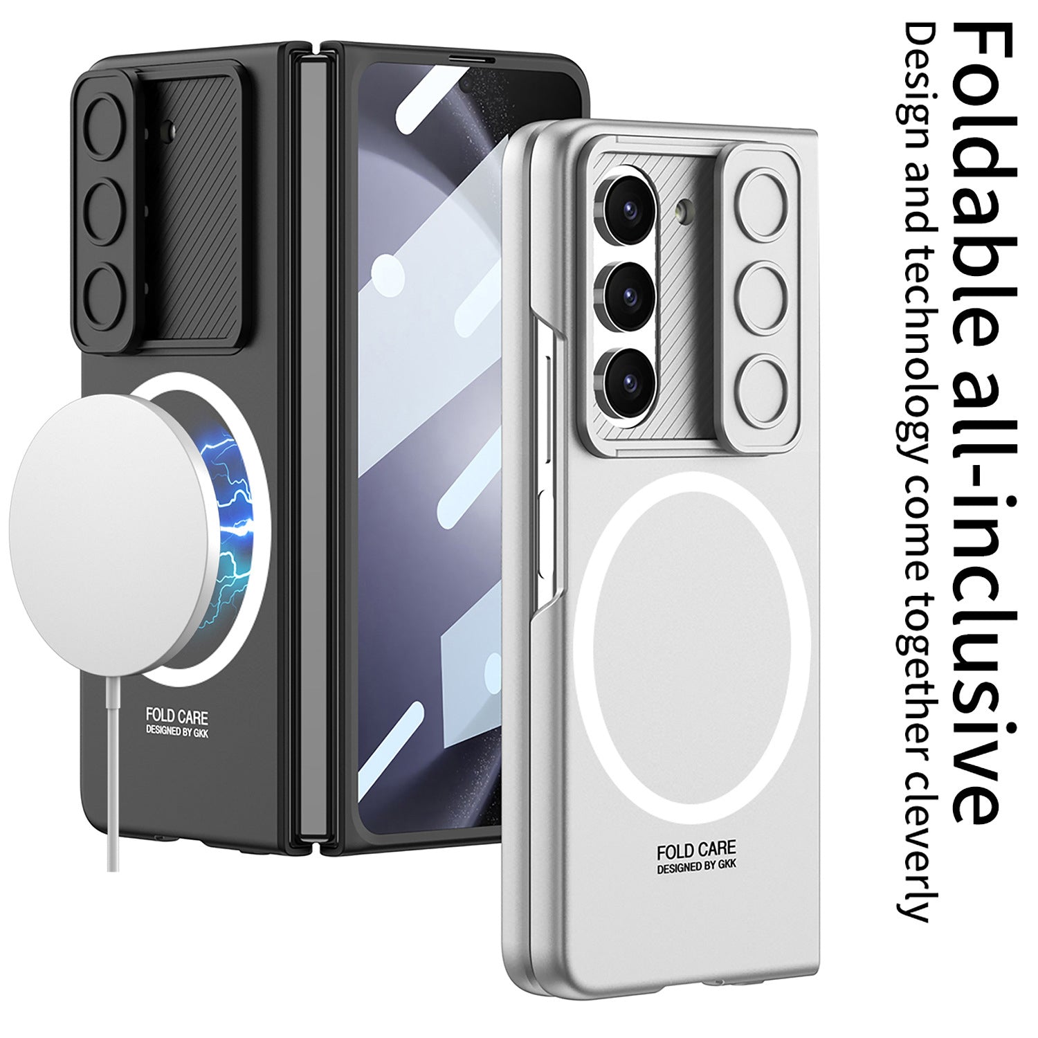 GKK For Samsung Galaxy Z Fold5 5G Case Compatible with MagSafe Camera Slider PC Phone Cover with Screen Film GKK For Samsung Galaxy Z Fold5 5G Case Compatible with MagSafe Camera Slider PC Phone Cover with Screen Film